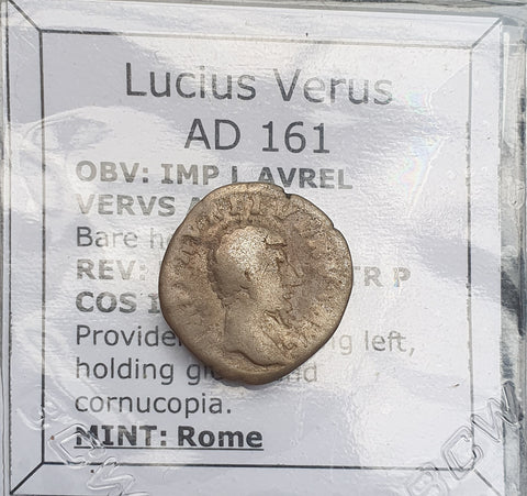 #k330# Roman silver denarius coin of Lucius Verus from 161 AD