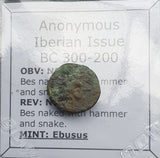 #o719# Anonymous Iberian Greek City Issue Bronze Coin of Ebusus (Ibiza) from 300-200 BC
