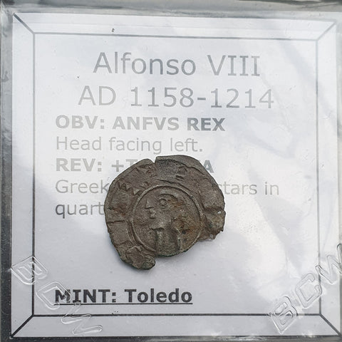 #o881# Spanish Castile dinero coin of Alfonso VIII from 1158-1214 AD