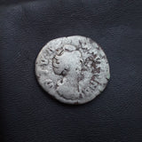 #p387# Roman silver denarius coin of Faustina I from 141-161 AD