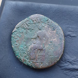 #p302# Roman bronze Sestertius coin of Antoninus Pius from 153-154 AD