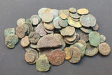 #Lot55A# of 73 Uncleaned Roman Bronze coins from 1-450 AD (Spanish found)