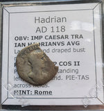 #N126# Roman silver denarius coin of Hadrian from 118 AD