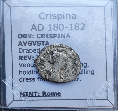 #k835# Roman silver denarius coin of Crispina from 180-182 AD