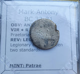 #p550# Roman Republican silver denarius of Mark Antony from 32-31 BC