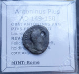 #o138# Roman silver denarius coin of Antoninus Pius from 149-150 AD