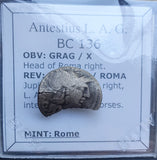 #p417# Roman Republican silver denarius of L. Antestius Gragulus from 136 BC