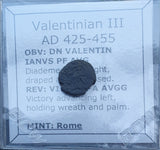 #p421# Roman Bronze coin of Valentinian III from 425-455 AD