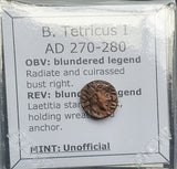 #p617# Roman barbarous issue coin of Tetricus from 270-280 AD