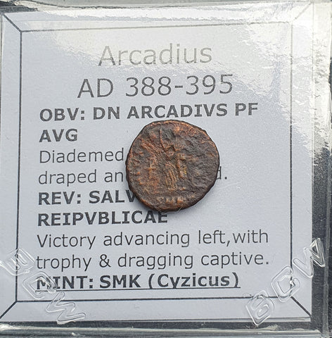#P621# Roman Bronze coin issued by Arcadius from 388-395 AD