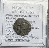 #p650# Roman Bronze coin issued by Magnentius from 350-352 AD