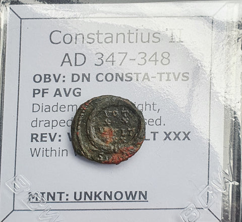 #p643# Roman Bronze coin issued by Constantius II from 347-348 AD