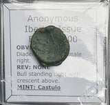 #p466# Anonymous Iberian Greek City Issue Bronze Coin of Castulo from 200-100 BC