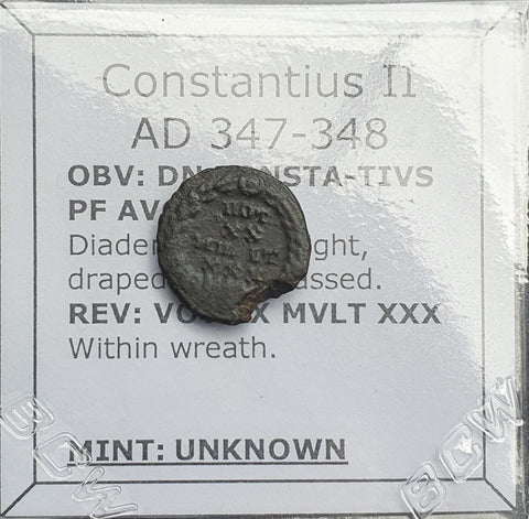 #p630# Roman Bronze coin issued by Constantius II from 347-348 AD