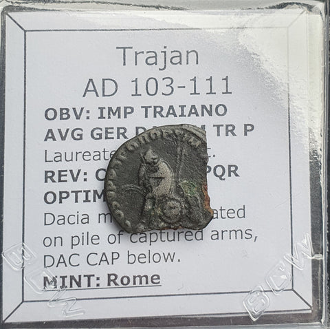 #p623# Roman silver denarius coin of Trajan from 103-111 AD