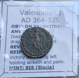 #q154# Roman Bronze coin issued by Valentinian I from 364-375 AD
