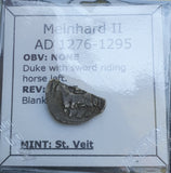 #p693# Bohemian silver 1 Pfennig coin of Meinhard II from 276-1295 AD