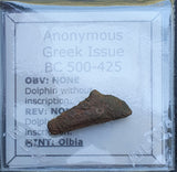 #p669# Greek Scythian 'dolphin' coin from Olbia, 500-425 BC