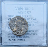 #p441# Roman silver Antoninianus coin of Valerian I, minted in 257 AD