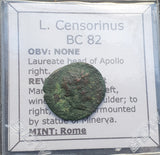 #p707# Roman Republican silver fouree denarius of L. Censorinus from 82 BC