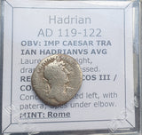 #p337# Roman silver denarius coin of Hadrian from 119-122 AD