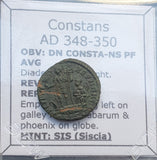 #q180# Roman Bronze coin issued by Constans from 348-350 AD