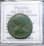 #p678# Roman provincial bronze coin issued by empress Plautilla from 200-205 AD