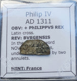 #p688# French silver bilion Parisis coin of Philip IV from 1311 AD