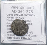 #q152# Roman Bronze coin issued by Valentinian I from 364-375 AD