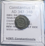 #q055# Roman Bronze coin issued by Constantius II from 347-348 AD