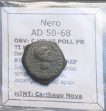 #p705# Rare Roman provincial bronze coin of Nero from 50-68 AD (Carthago Nova)