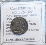 #q096# Roman Bronze coin issued by Constantine I from 325-328 AD