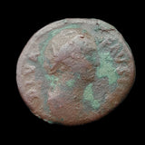 #q091# Roman bronze coin of Faustina I, minted between 141-161 AD