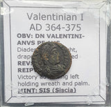 #q140# Roman Bronze coin issued by Valentinian I from 364-375 AD
