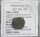 #q247# Nabataean Bronze Prutah Coin of Malichus II from 40-70 AD