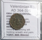 #p796# Roman Bronze coin issued by Valentinian I from 364-375 AD