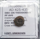 #q203# Roman Bronze coin issued by Theodosius II from 425-435 AD