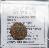 #p947# Rare Roman coin of Delmatius from 335-337 AD