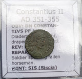 #q222# Roman Bronze coin issued by Constantius II from 351-355 AD
