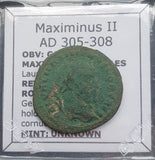 #q160# Roman Follis coin of Maximinus II from 305-308 AD