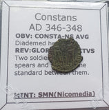 #p893# Roman Bronze coin issued by Constans from 346-348 AD