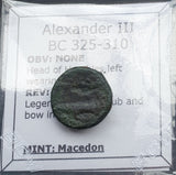 #p660# Greek bronze ae16 coin from Macedonian King Alexander III from 336-323 BC