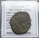#q071# Byzantine Follis coin of Romanus III from 1028-1034 AD (Double struck)
