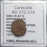 #q300# Roman provincial bronze coin of Caracalla from 218-222 AD (Nicopolis)