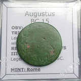 #q294# Roman Ae As coin of Augustus from 15 BC