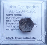#q281# Byzantine Trachy coin from Latin Occupation of Constantinople 1204-1261