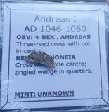 #q309# Hungarian silver denar coin of Andreas I from 1046-1060 AD
