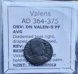 #q312# Roman Bronze coin issued by Valens from 364-375 AD