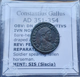 #q046# Roman bronze coin issued by Constantius Gallus from 351-354 AD