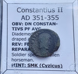 #h866# Roman Bronze coin issued by Constantius II from 351-355 AD